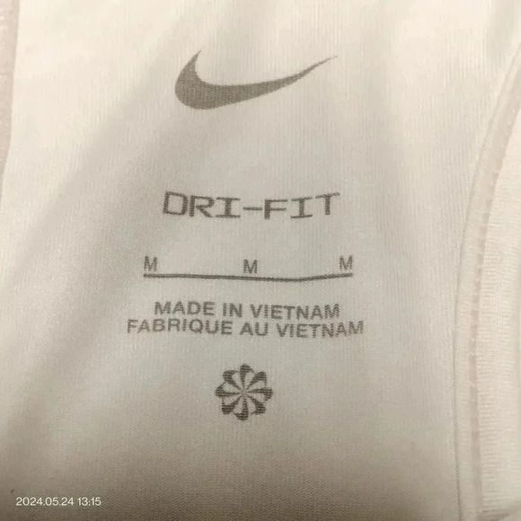 Nike Swoosh Dri-Fit Size Medium Just Do It Training White Tank Racerback Top - Picture 4 of 9